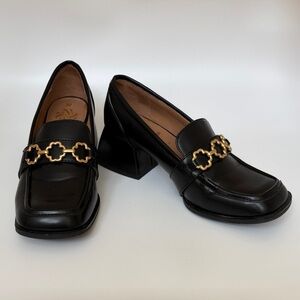 Sam & Libby Black Loafers with Gold Detail